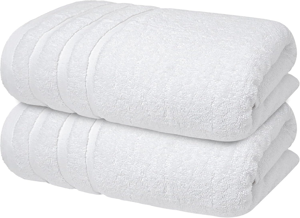 Infinitee Xclusives Bath Towels Set of 2 – 100% Ring-Spun Cotton Soft Absorbent Towels 70x140cm White