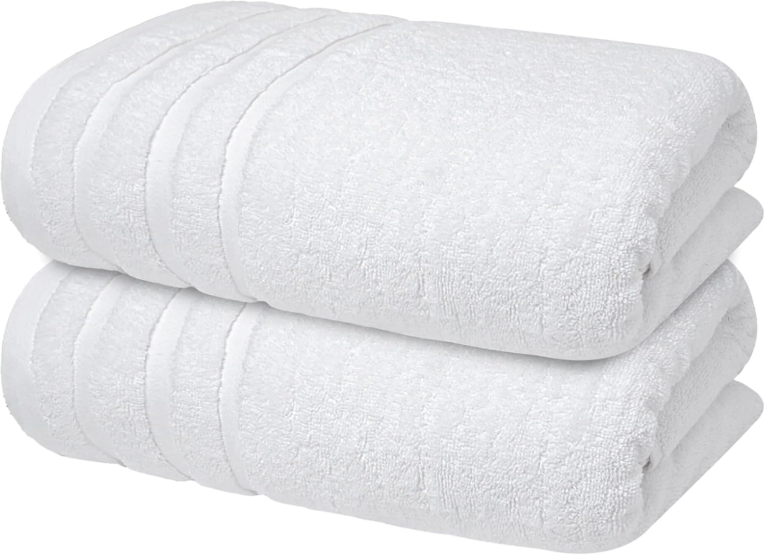 Infinitee Xclusives Bath Towels Set of 2 – 100% Ring-Spun Cotton Soft Absorbent Towels 70x140cm White