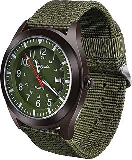 Men's Analogue Quartz Military Watch - Glow in The Dark With Date Window and Nylon Strap - Army Tactical Sports Minimalist Design