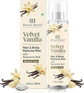 Botanic Hearth Velvet Vanilla Hair & Body Perfume Mist with Hyaluronic Acid, Alcohol-Free Formula, Long Lasting Fresh Vanilla Scent, Lightweight Body Spray for Women & Men, 3.4 fl oz (100 ml)