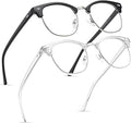 Perfectmiaoxuan 2 Pack Blue Light Blocking Glasses - Retro Round Frame | Anti Fatigue & HD Non-Prescription Lenses for Computer Gaming, Office, and Screen Use | Unisex for Women & Men