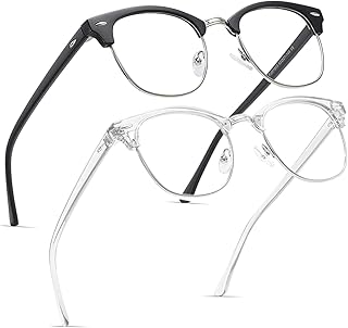 Perfectmiaoxuan 2 Pack Blue Light Blocking Glasses - Retro Round Frame | Anti Fatigue & HD Non-Prescription Lenses for Computer Gaming, Office, and Screen Use | Unisex for Women & Men
