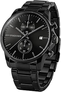 Mens Watches Fashion Minimalist Business Heavy Duty Stainless Steel Waterproof Chronograph Quartz Watch with Auto Date