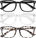Ougenni Blue Light Blocking Glasses for Women Men Fashion Computer Screen Gaming TV Eyeglasses, Anti Eyestrain & UV Glare Glasses 3 Pack