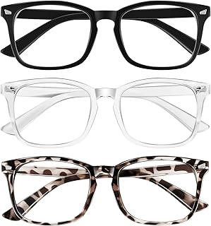 Ougenni Blue Light Blocking Glasses for Women Men Fashion Computer Screen Gaming TV Eyeglasses, Anti Eyestrain & UV Glare Glasses 3 Pack
