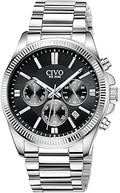 Mens Watches Stainless Steel Silver Chronograph Quartz Wrist Watch Stylish - Waterproof Date Watches for Men