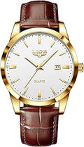 Men's Watches Waterproof Quartz Wrist Watch Stainless Steel Men's Watch with Date Business Black Leather Strap Wrist Watch for Men