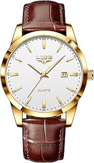 Men's Watches Waterproof Quartz Wrist Watch Stainless Steel Men's Watch with Date Business Black Leather Strap Wrist Watch for Men