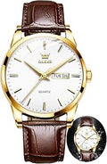 Watches for Men Business Casual Analog Quartz Watch Black/Brown Leather Strap Luminous Waterproof Calendar Men Wrist Watch