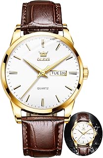 Watches for Men Business Casual Analog Quartz Watch Black/Brown Leather Strap Luminous Waterproof Calendar Men Wrist Watch