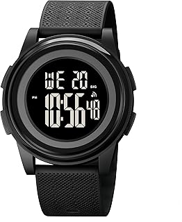 Ultra-Thin Minimalist Sports Waterproof Digital Watches Men with Wide-Angle Display Rubber Strap Wrist Watch for Men