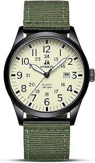 Mens Watches Military Watch Analog Quartz Watches for Men Waterproof Men's Wrist Watch with Date Nylon Band Army Tactical Sportswatch