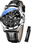 Men's Waterproof Chronograph Watch Leather Strap Quartz Wristwatch Multi-Function Dial with Date Luminous Business Watches for Men