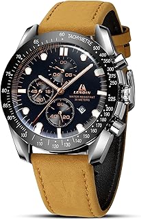 Mens Watches Analog Quartz Watches for Men 30M Waterproof Men's Wrist Watch with Date Leather Band No Chronograph