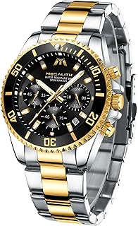 Mens Watches Chronograph Stainless Steel Watches for Men Waterproof Designer Mens Wrist Watches Dress Luminous Date Quartz Watch, Gifts for Men