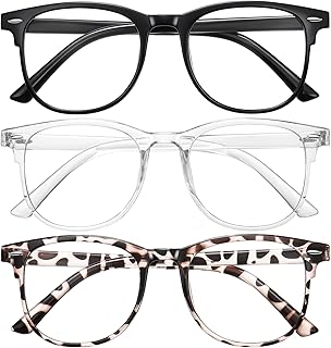 Okany 3 Pack Reading Glasses for Women Blue Light Blocking Glasses Filter UV Round Lightweight Readers Glasses for Women and Men