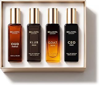 Bellavita Luxury Men's Perfume Gift Set with CEO Man, G.O.A.T., Klub, and Oud | 80ml | Perfume for Men | Lavender, Patchouli, Lemon, and Caramel Notes | Long Lasting Men's Fragrance