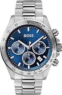 Men's 43 mm Chronograph Quartz Watch Hero Collection with Stainless Steel Bracelet Link or Mesh, Date Function, 3 Sub-Dials, 5ATM Water Resistant