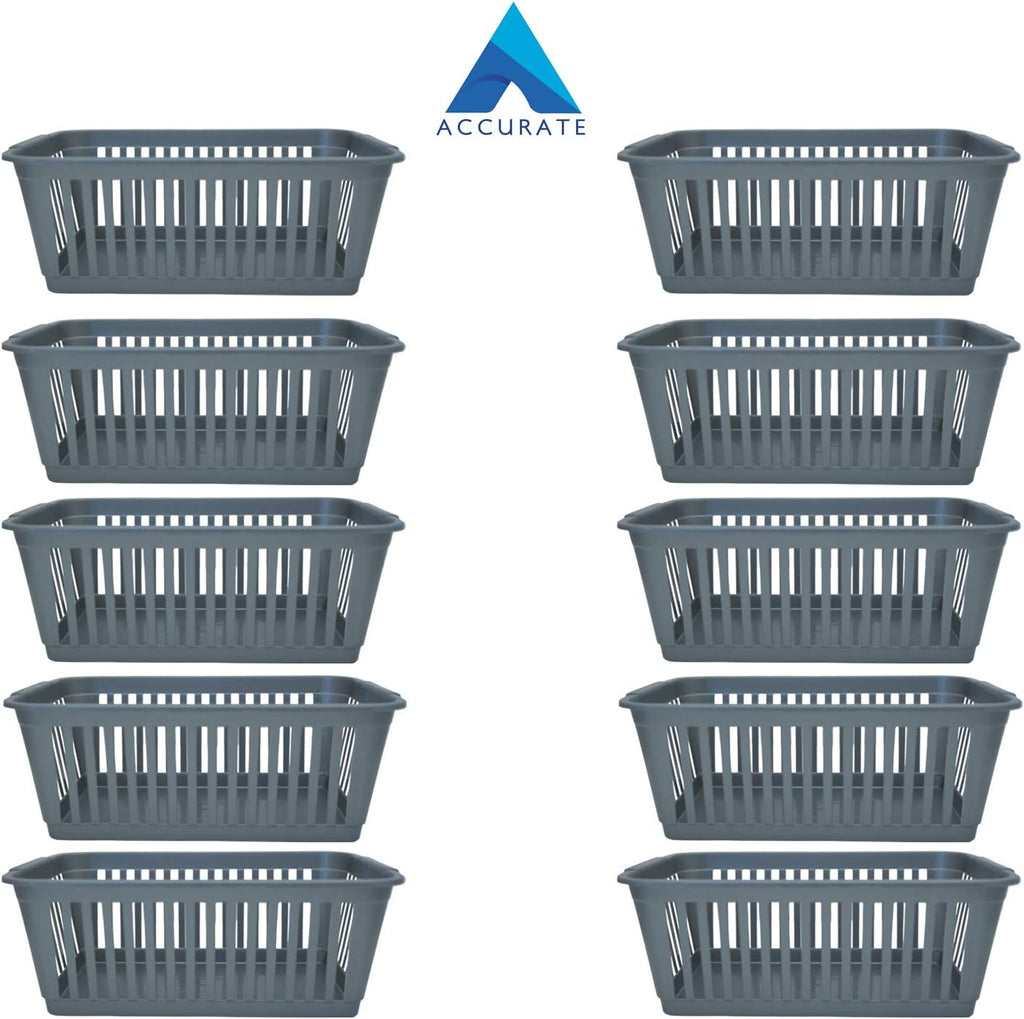 ACCURATE Plastic Storage Baskets Set of 10 Silver 30cm