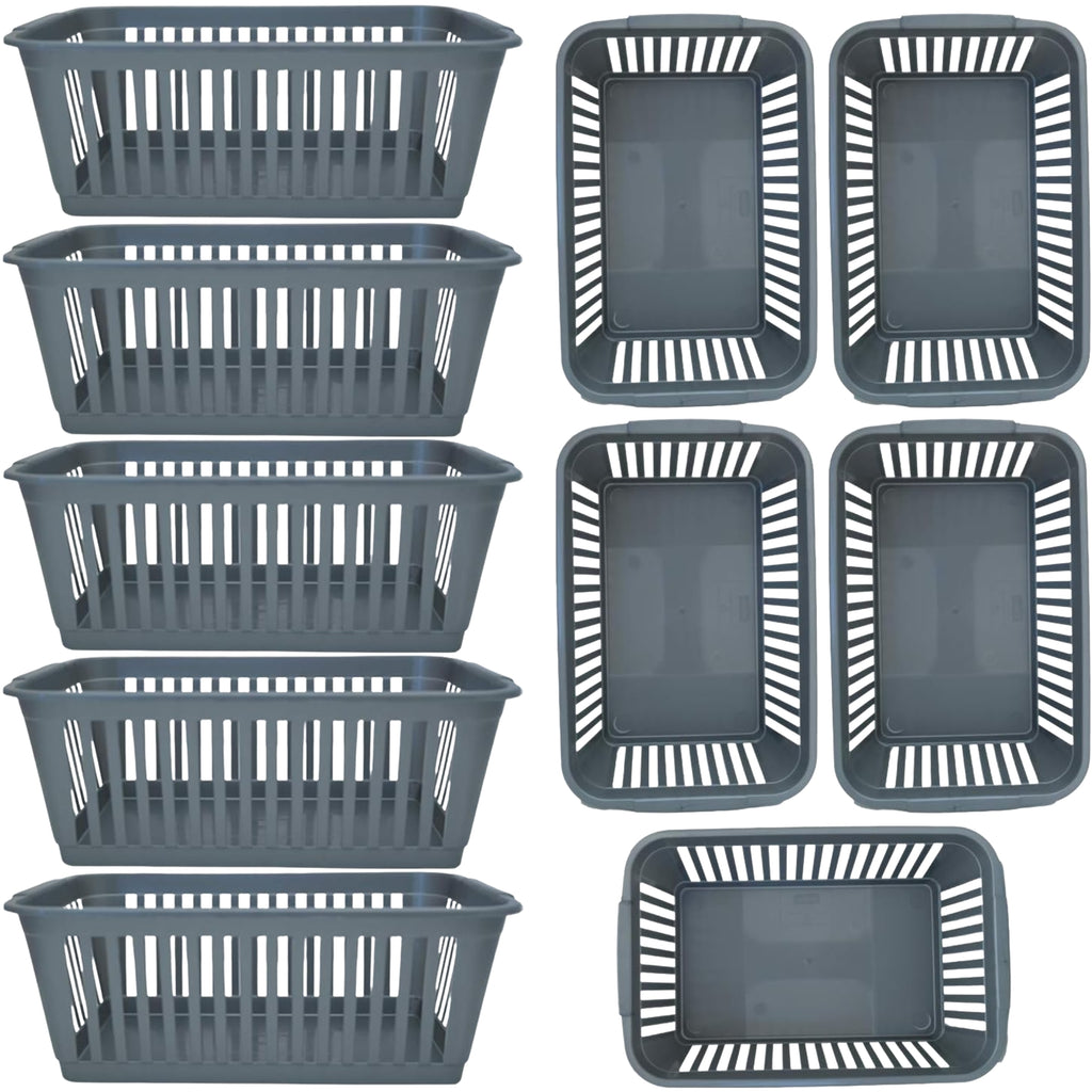 ACCURATE Plastic Storage Baskets Set of 10 Silver 30cm
