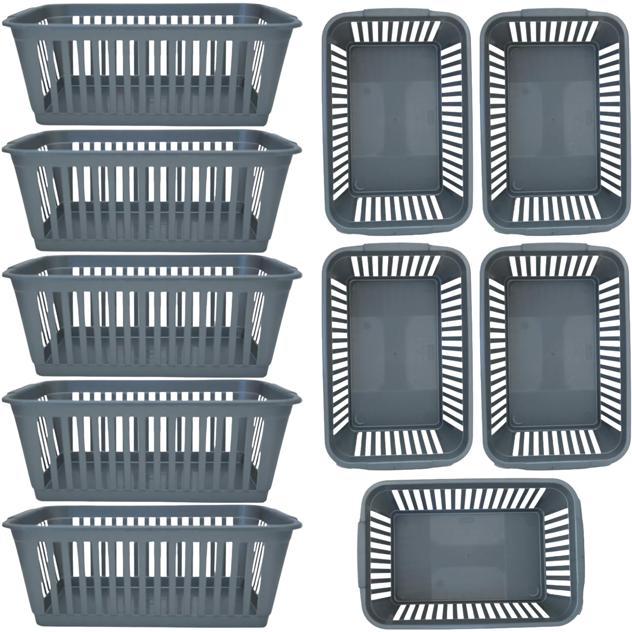 ACCURATE Plastic Storage Baskets Set of 10 Silver 30cm