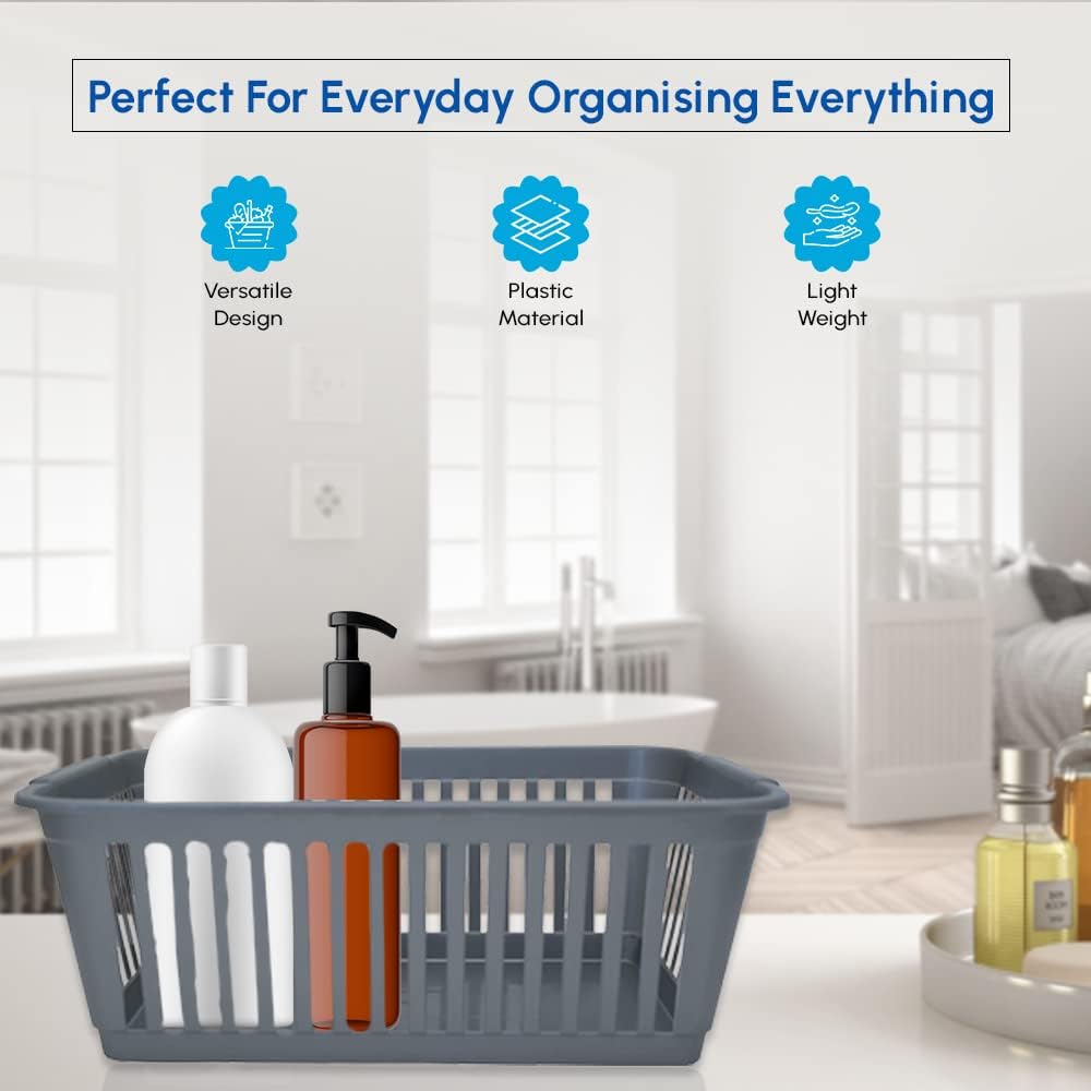 ACCURATE Plastic Storage Baskets Set of 10 Silver 30cm