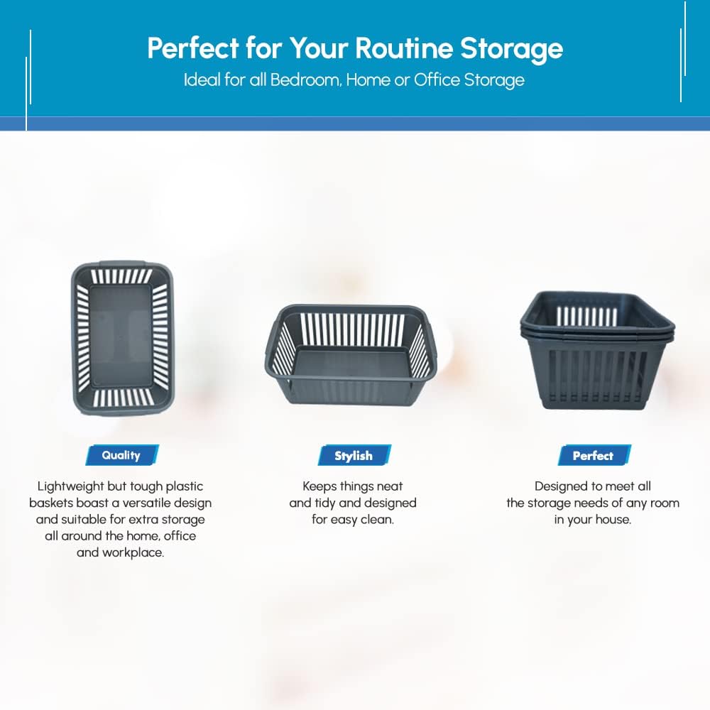 ACCURATE Plastic Storage Baskets Set of 10 Silver 30cm