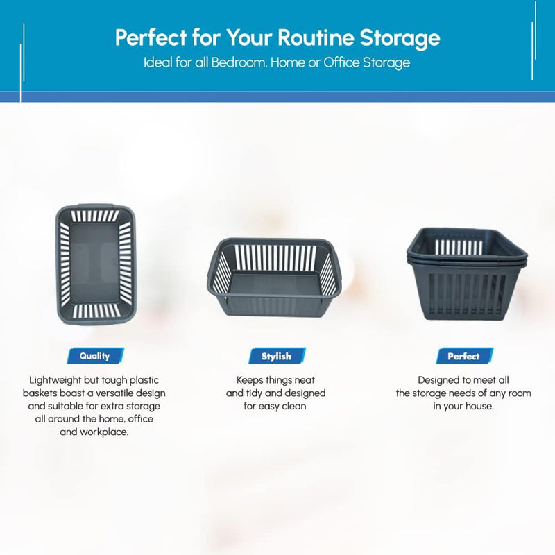ACCURATE Plastic Storage Baskets Set of 10 Silver 30cm