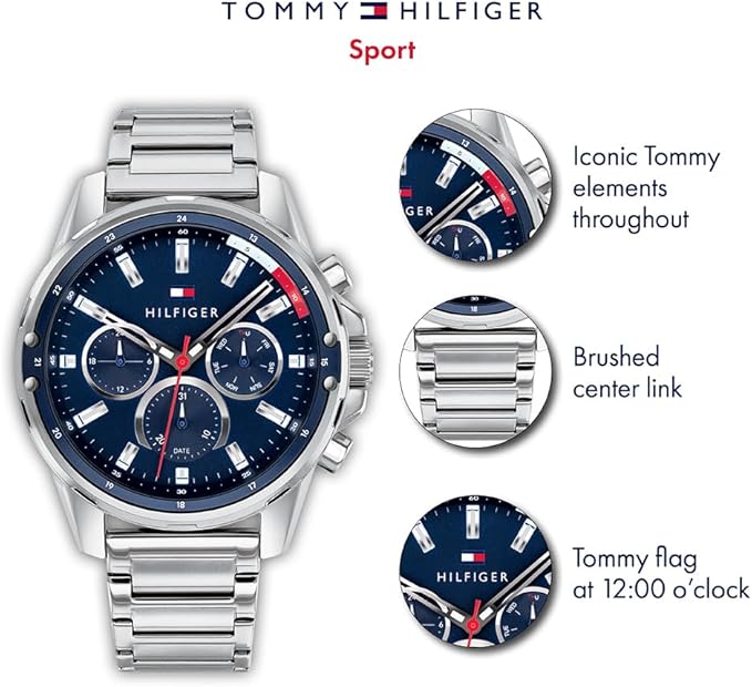 Analogue Multifunction Quartz Watch for Men with Stainless Steel Bracelet or Silicone Strap