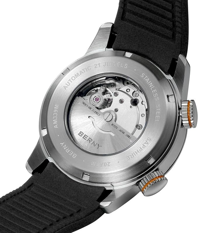 Automatic Watch for Men Diving Watch Sapphire Glass Silicone Band Super Luminous Wristwatch 20ATM Waterproof