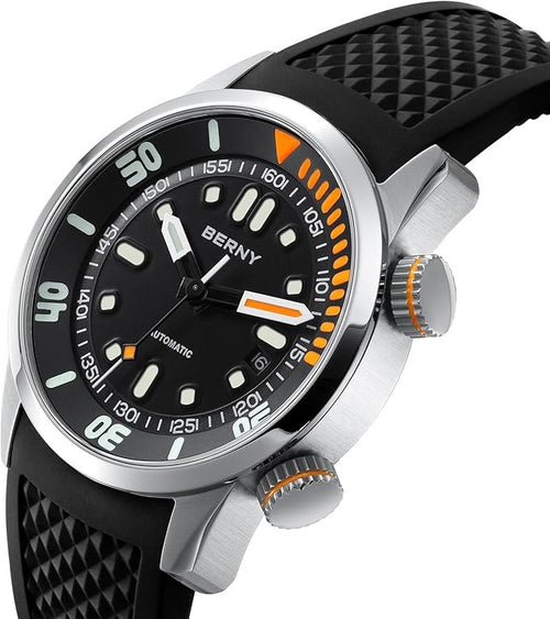 Automatic Watch for Men Diving Watch Sapphire Glass Silicone Band Super Luminous Wristwatch 20ATM Waterproof