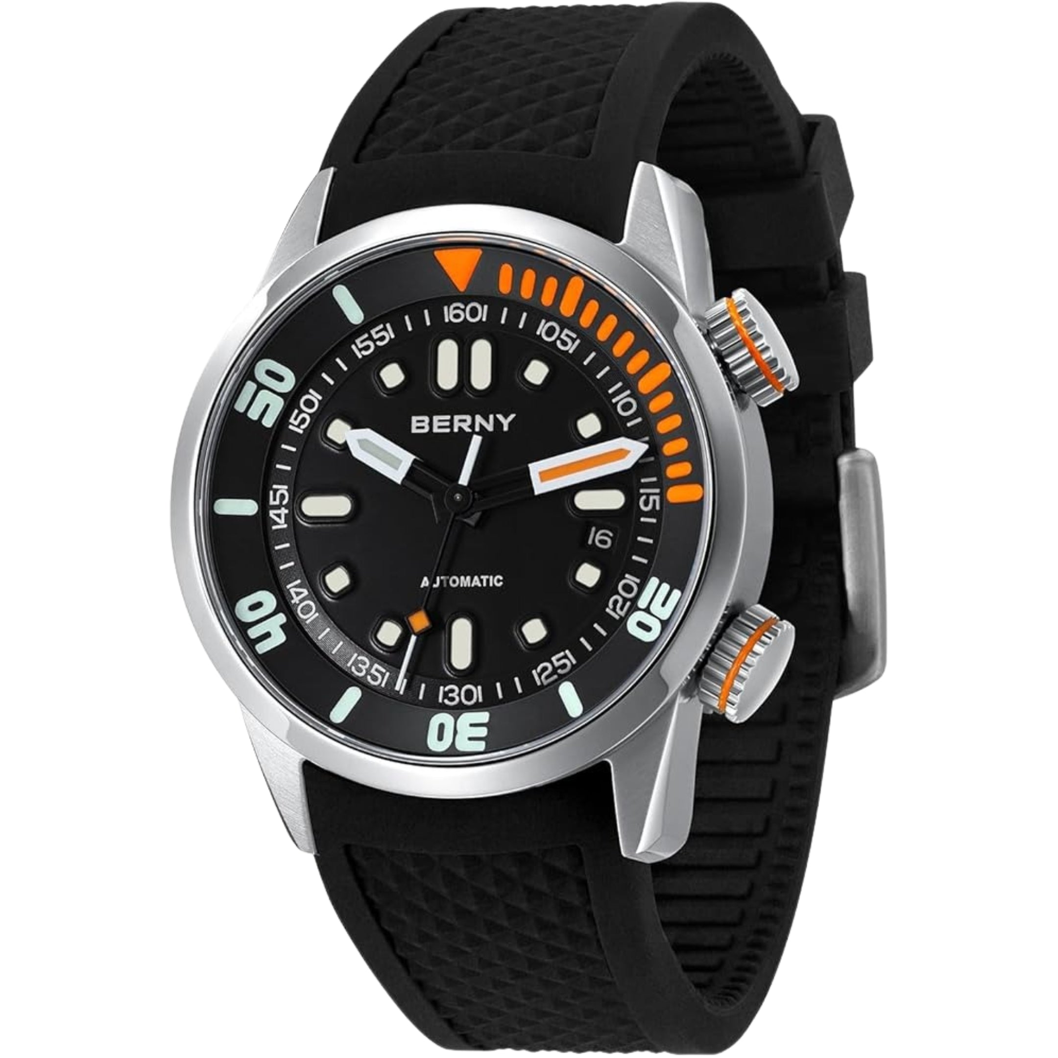 Automatic Watch for Men Diving Watch Sapphire Glass Silicone Band Super Luminous Wristwatch 20ATM Waterproof
