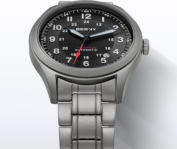 BERNY Titanium Field Watch Men VH31 Sapphire Crystal