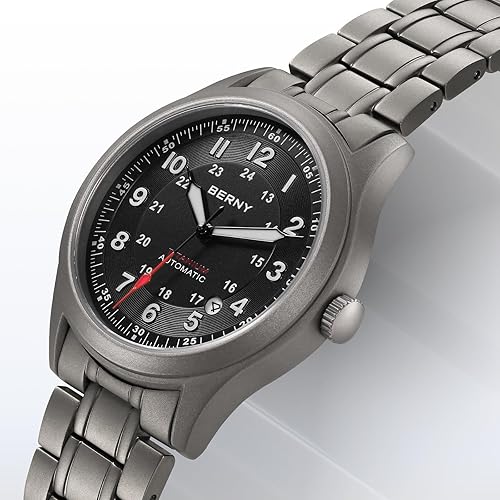 BERNY Titanium Field Watch Men VH31 Sapphire Crystal