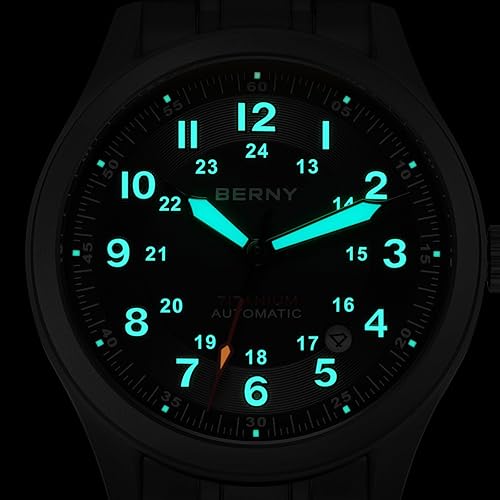 BERNY Titanium Field Watch Men VH31 Sapphire Crystal