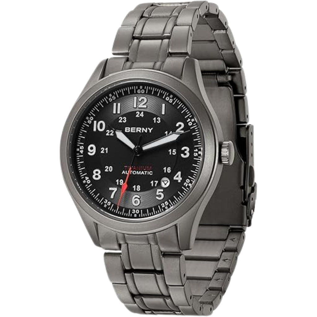 BERNY Titanium Field Watch Men VH31 Sapphire Crystal