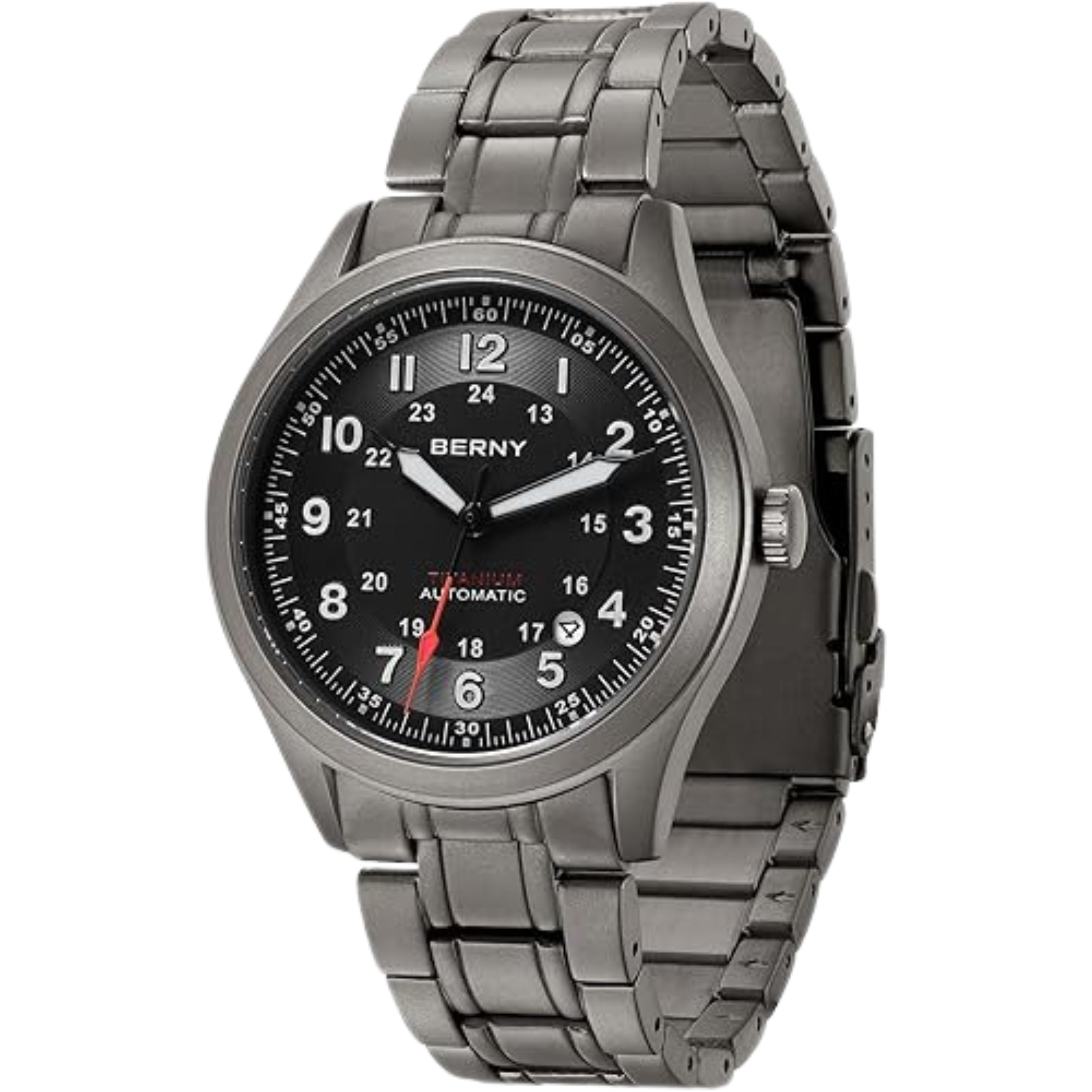 BERNY Titanium Field Watch Men VH31 Sapphire Crystal