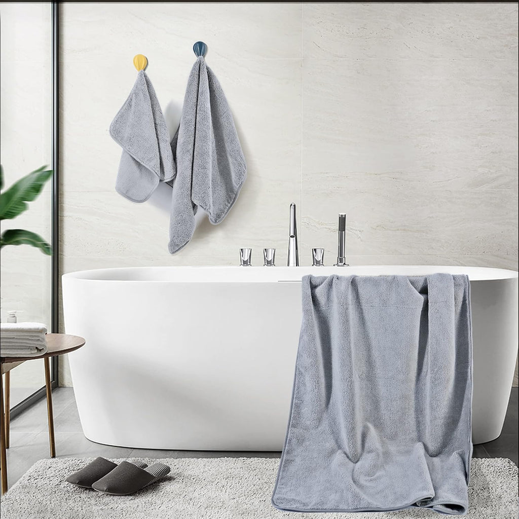 POLYTE 6-Piece Microfibre Bath Towel Set – Plush, Quick Dry, Lint-Free, Grey
