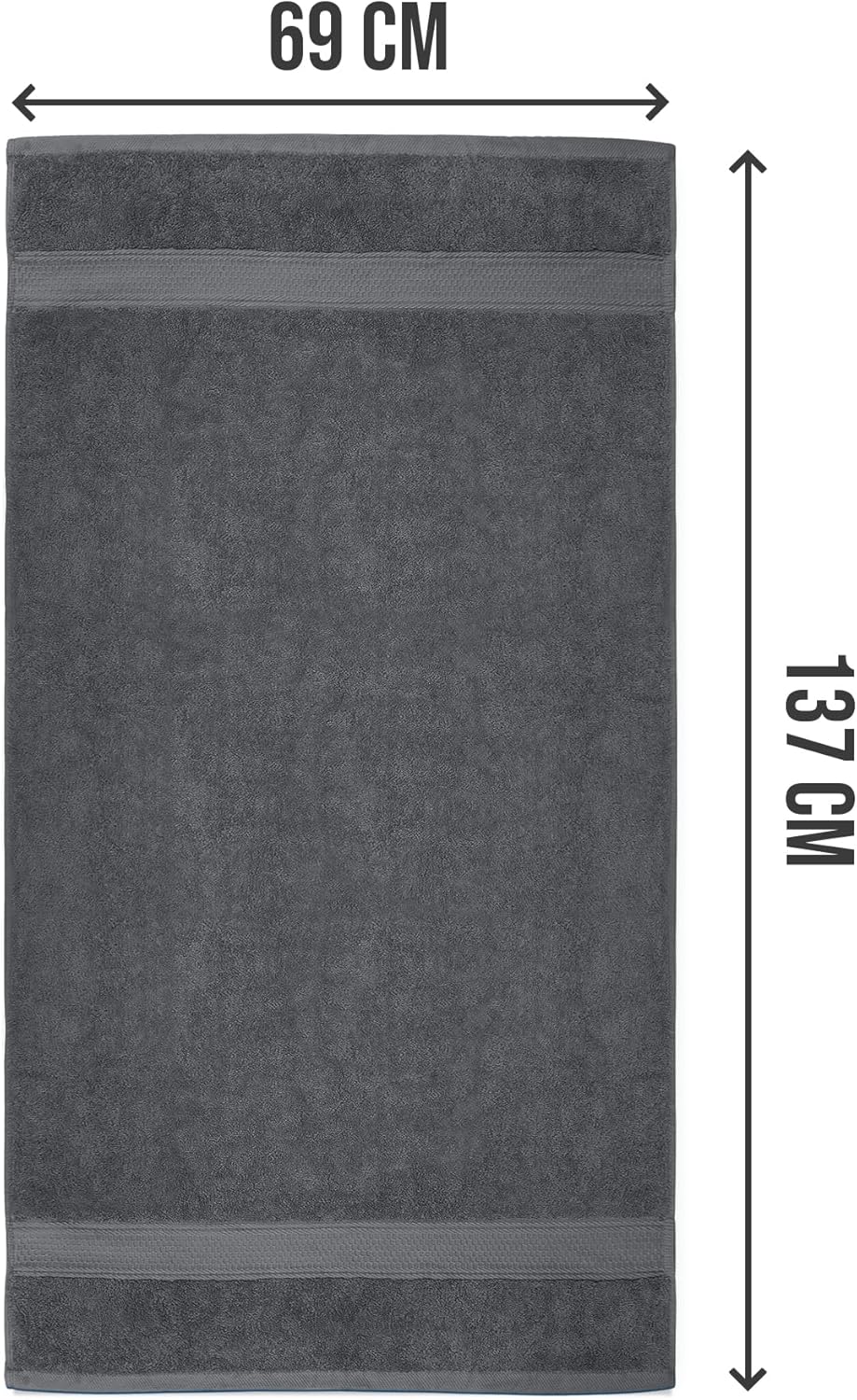 Utopia Towels 4 Piece Bath Towels Set – 100% Ring Spun Cotton Quick Dry Absorbent Grey Towels 69x137cm