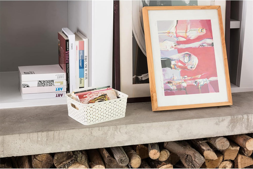 Curver My Style 4L Stackable Storage Baskets Cream Set of 4