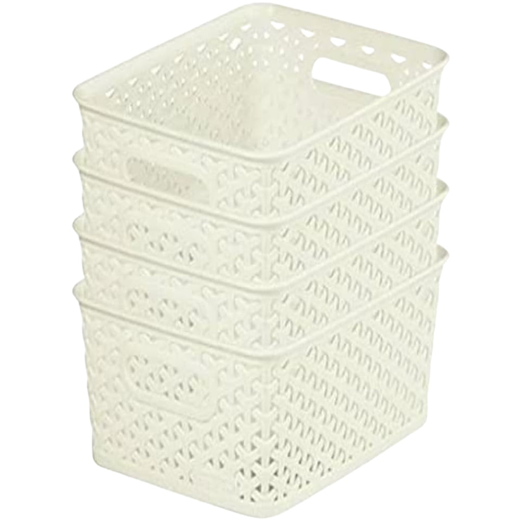 Curver My Style 4L Stackable Storage Baskets Cream Set of 4