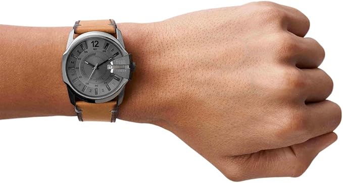 Master Chief Series Watch for Men, Three Hand Date Movement with Stainless Steel or Leather Strap