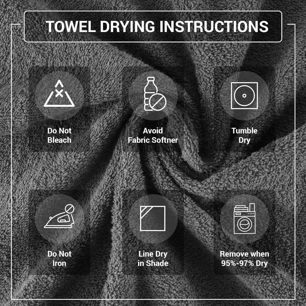 SweetNeedle 4-Piece Bath Towel Set – 100% Cotton, Quick Dry, Highly Absorbent, 70x140 cm, Charcoal