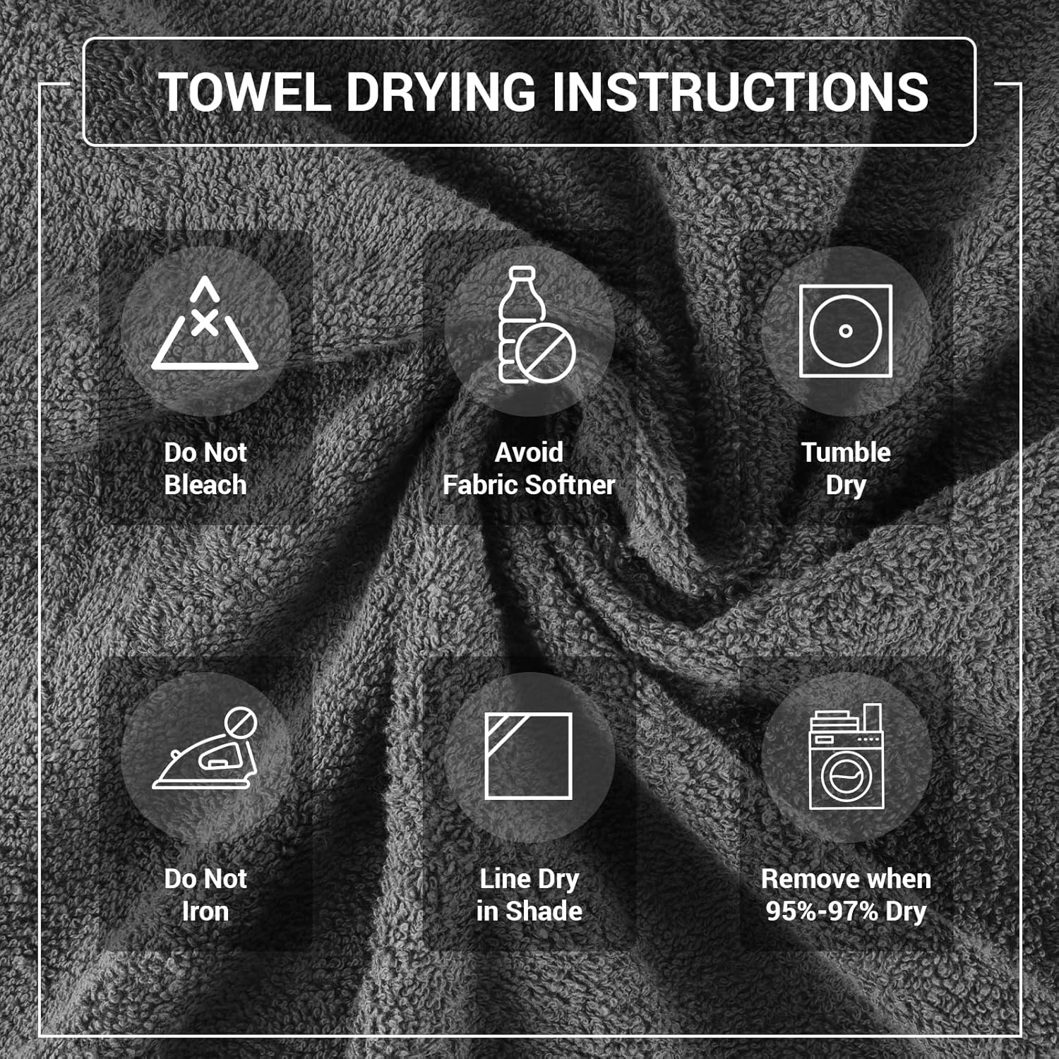 SweetNeedle 4-Piece Bath Towel Set – 100% Cotton, Quick Dry, Highly Absorbent, 70x140 cm, Charcoal
