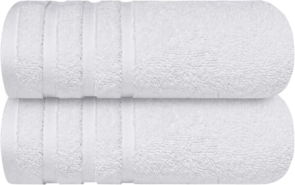 Infinitee Xclusives Bath Towels Set of 2 – 100% Ring-Spun Cotton Soft Absorbent Towels 70x140cm White