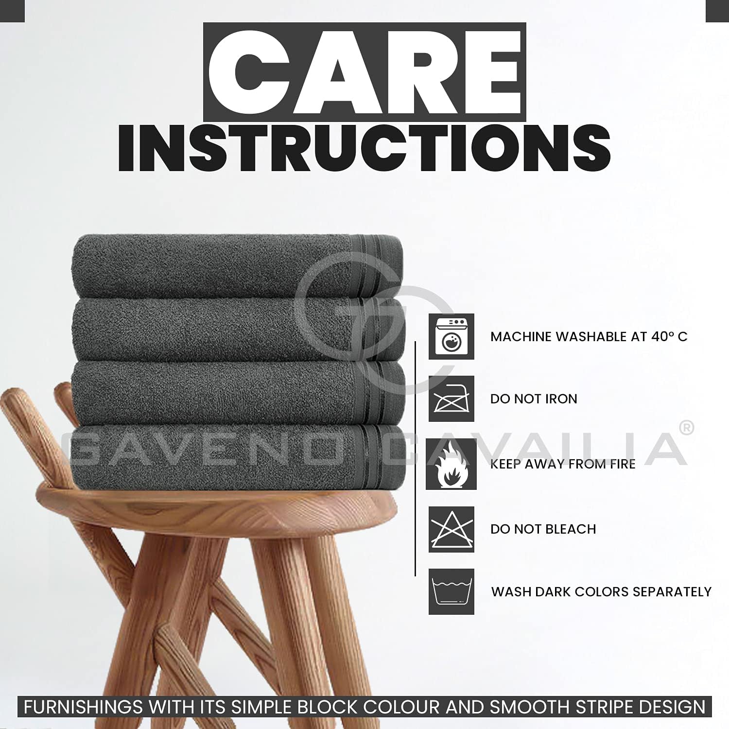GC GAVENO CAVAILIA 4 Pack Egyptian Cotton Bath Sheets – Large Charcoal Quick Dry Towels 75x135cm