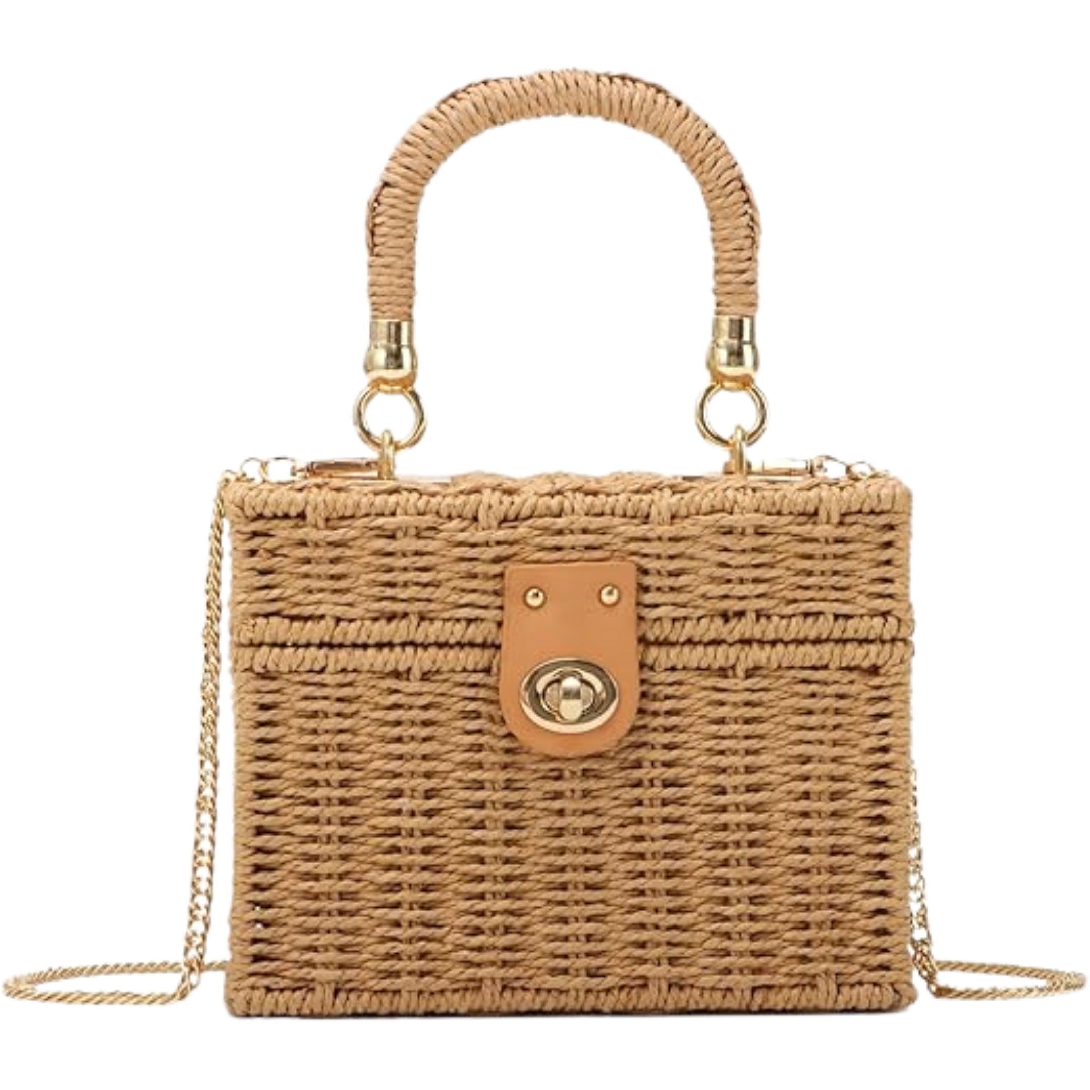 LHHMZ Women Handwoven Rattan Straw Tote Beach Shoulder Basket Bag