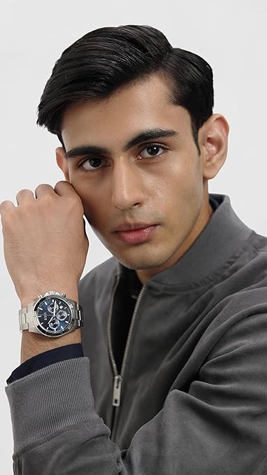 Men's 43 mm Chronograph Quartz Watch Hero Collection with Stainless Steel Bracelet Link or Mesh, Date Function, 3 Sub-Dials, 5ATM Water Resistant