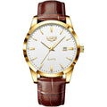 Men's Watches Waterproof Quartz Wrist Watch Stainless Steel Men's Watch with Date Business Black Leather Strap Wrist Watch for Men