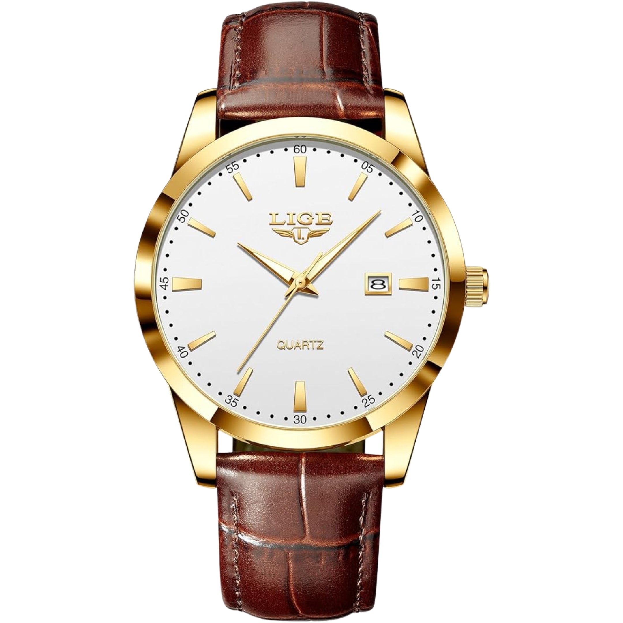 Men's Watches Waterproof Quartz Wrist Watch Stainless Steel Men's Watch with Date Business Black Leather Strap Wrist Watch for Men
